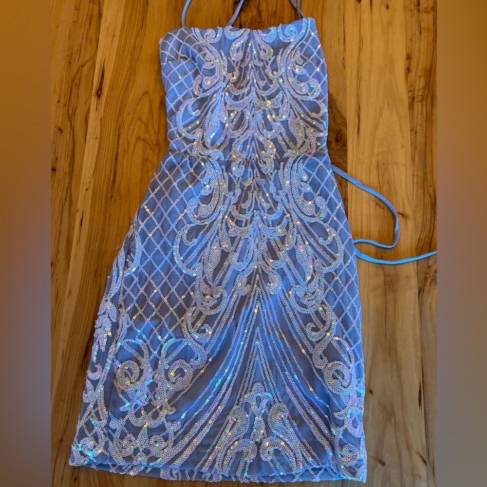 Windsor light blue/periwinkle purplesequin HOCO dress XS